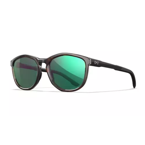 Wiley X WX BRAVO CAPTIVATE Polarised Green Mirror lens, Gloss Tortoise / Gloss Black frame