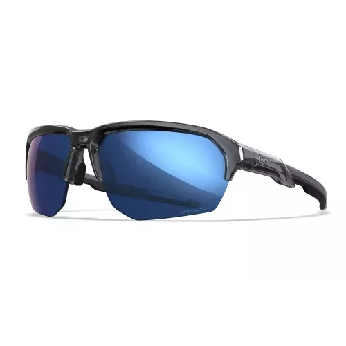 Wiley X WX JAKL Captivate Polarised Blue Mirror Lens / Gloss Crystal Grey Frame