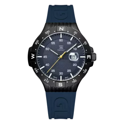 Glock Precision Black Steel Case / Blue Silicone Strap Watch GW-15-2-22