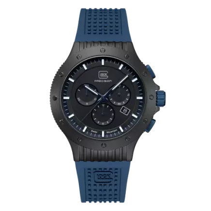 Glock Precision Limited Edition Black Steel Case / Blue Silicone Strap Watch GW-27-2-24