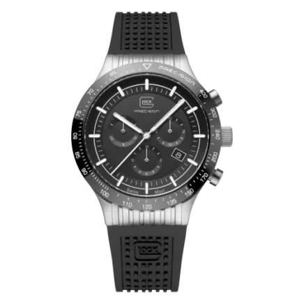 Glock Precision Limited Edition Silver Steel Case / Black Silicone Strap Watch GW-34-4-24