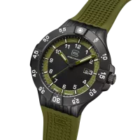 Glock Precision Tritium / Black Steel Case / Green Silicone Strap Watch GW-15-4-22