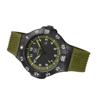 Glock Precision Tritium / Black Steel Case / Green Silicone Strap Watch GW-15-4-22